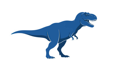 Fototapeta premium Blue Tyrannosaurus Rex Dinosaur Silhouette, Isolated on White Background
