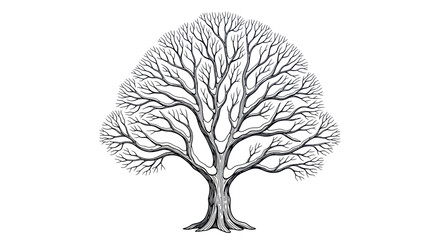 Bare Tree Branches Silhouette, Hand Drawn Style, Natural Growth Pattern © happy