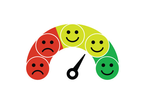 Rating and feedback gauge meter with emoticons customer satisfaction survey performance vector illustration