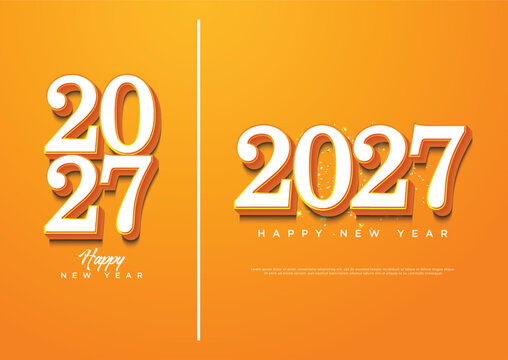2027 new year celebration with classic numbers and beautiful and bright colors. 2027 number design.for flyers, banners and calendars 2027.