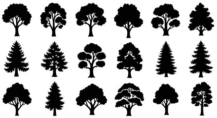 Collection of Diverse Tree Silhouettes © hidayati