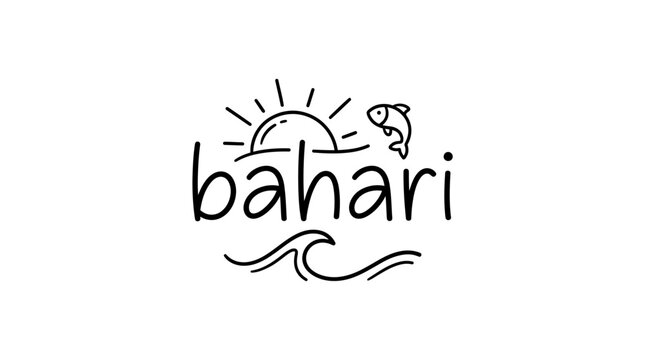 Bahari logo with wave and sun.