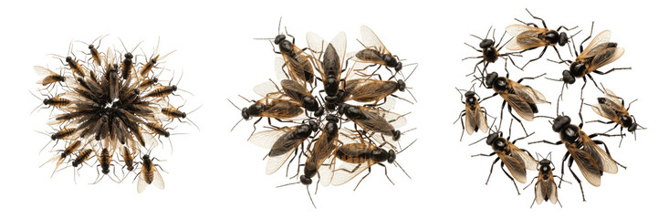 Swarm of insects crossing paths, Musca domestica Stomoxys calcitrans, house fly stable fly inter-species swarm clash lines, filiform proboscis labellum interface livestock barn vector chart index © SultanRahi