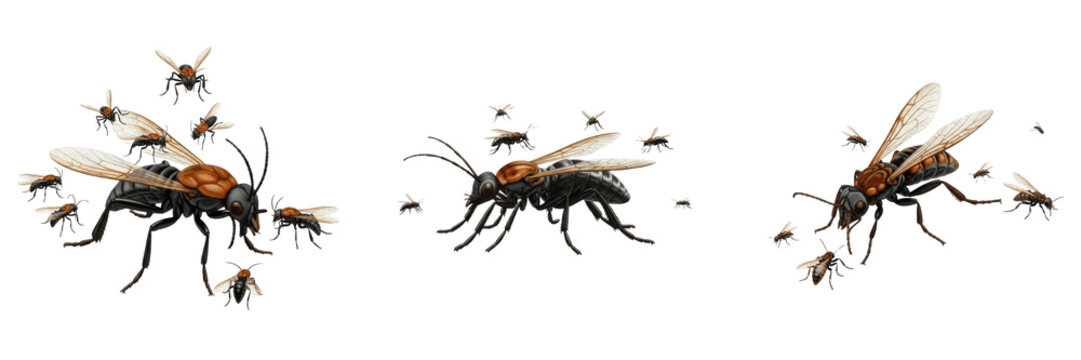 Swarm of insects thin scattered formation, Culicoides imicola, biting midge sparse density vector pool flight lines, sweet itch livestock hypersensitivity dermatitis tracking layout chart index