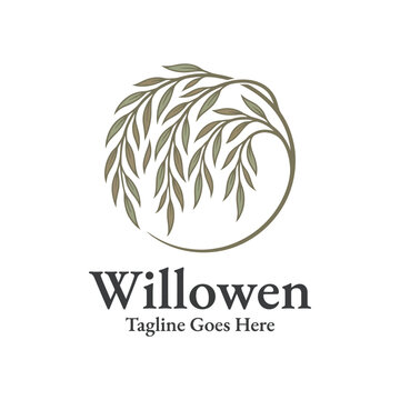 Elegant willow tree branch logo in a circular wreath design.