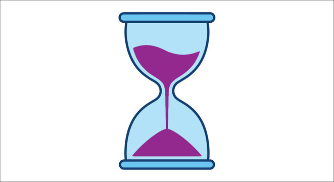 Hourglass With Purple Sand Flat Vector Illustration On White Background