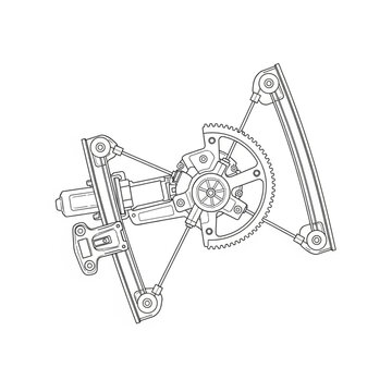 A detailed illustration of a car window regulator mechanism