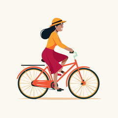 Naklejka premium Woman Riding a Bicycle