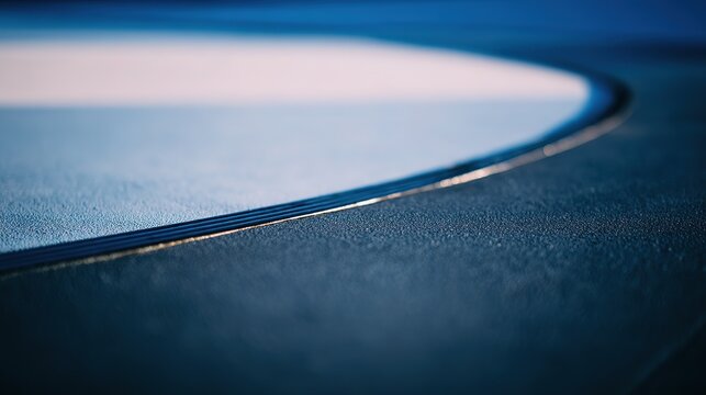 Steep wooden velodrome track arc, pure parabolic form, minimalist architectural silhouette, abstract venue geometry