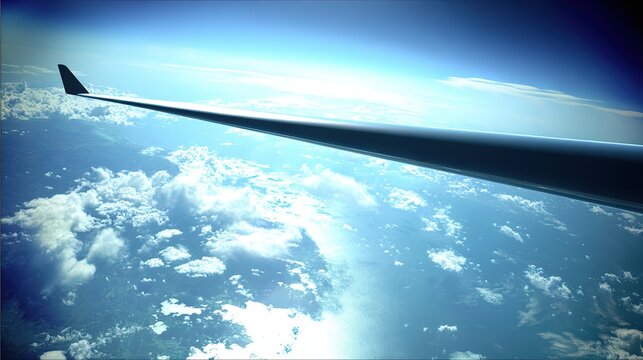 From cockpit, single-wing plane wing through cloud sea, soft morning light shallow depth, cinematic high-altitude narrative