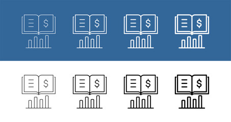 Fototapeta premium Financial Literacy and and Business Knowledge line icon vector illustration editable