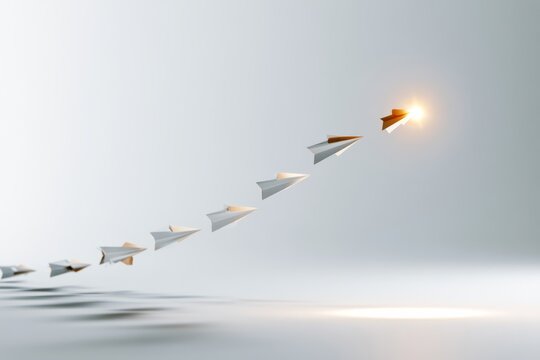 Arrow formation converging toward one direction as team alignment concept