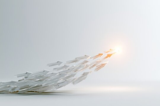 Arrow formation converging toward one direction as team alignment concept