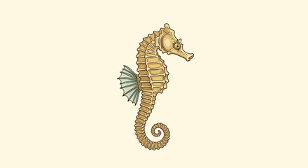 Illustration of a Seahorse on a light cream background © nikmah