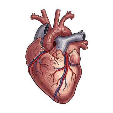 3D rendered human heart anatomical structure view.