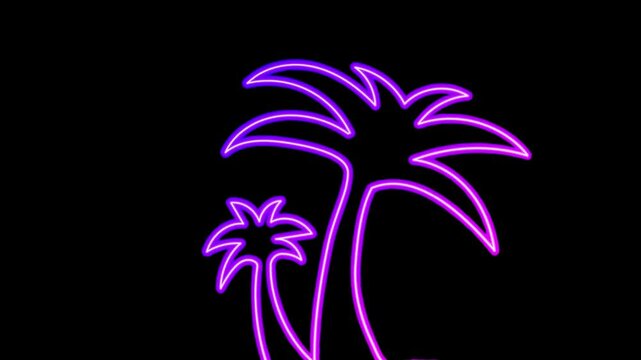 Retro Neon Pink Palm Trees Flickering Loop