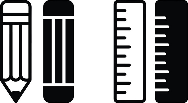 Measurement and geometry tools with pencil and ruler