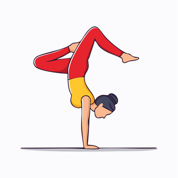 Woman Performing Yoga Handstand Pose