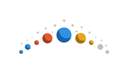 Colorful planets in an arc formation. © kavi