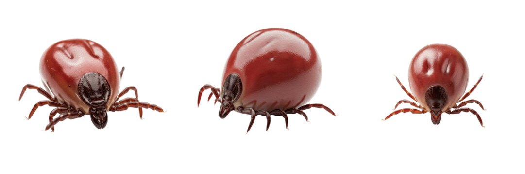 Female tick, Ixodes ricinus, realistic lighting setup, Ixodidae family, castor bean female specimen profile, scutum coverage ratio detail, blood-feeding vector anatomy, veterinary diagnosis guide