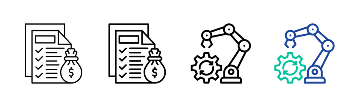 Cognitive Robotics Icon Collection Different Style Outline