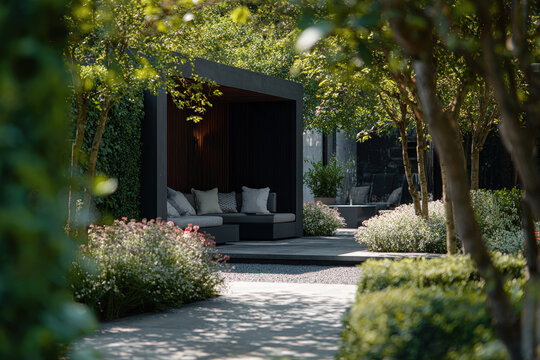 Elegant Scandinavian Villa Exterior Garden Perspective
