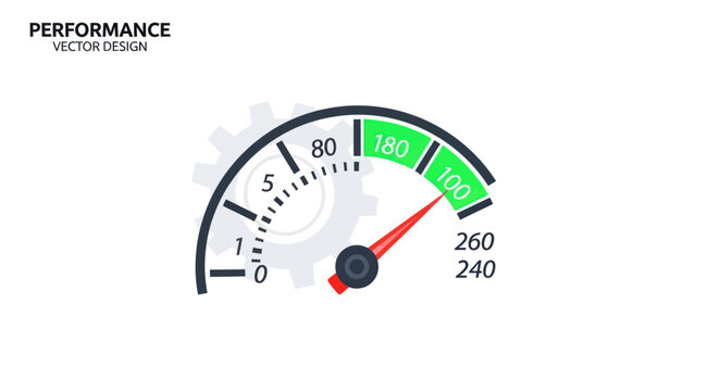 Speedometer Gauge Showing High Performance and Maximum Speed