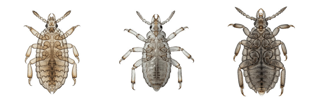 Lice underside, Haematopinus suis, ventral view articulation, Haematopinidae family, sternites and leg base coxae placement layout, veterinary taxonomy entomology structural identification plate