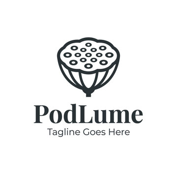 PodLume minimalist logo design illustrating a textured seed pod with a modern aesthetic.