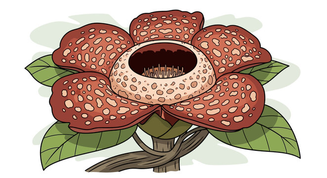 Rafflesia Flower Illustration: Giant Bloom, Parasitic Plant, Jungle Flora