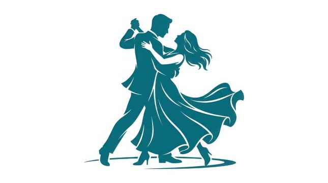 Silhouette of a dancing couple in elegant formal wear with couple dance silhouette elegance ballroom movement illustration together activity