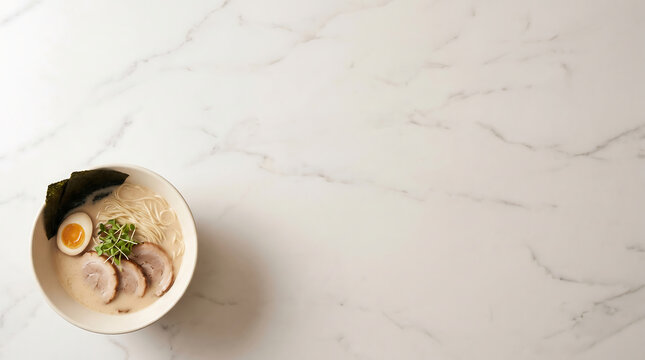 Minimal White Japanese Ramen Website Hero Banner for Modern Caf&eacute; Branding