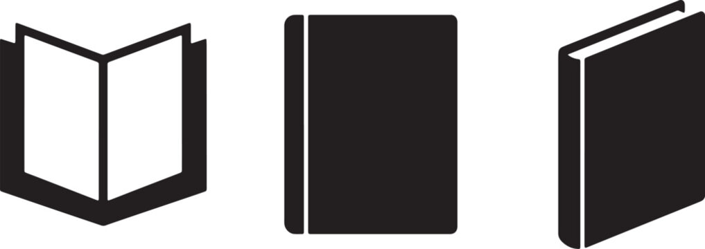 Simplified geometric book shapes for modern user interface and educational presentation slide graphics.
