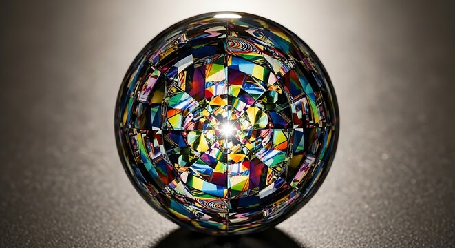 Mosaic glass paperweight colorful art.