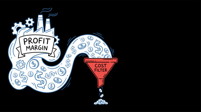 Profit Margin Cost Filter Finance Concept Illustration