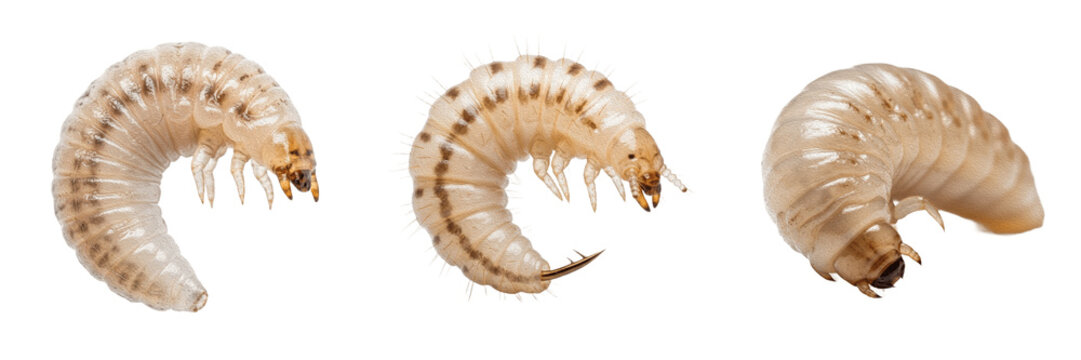 Maggot macro, Musca domestica, anterior cephalic segment detail, Muscidae family, mouth hooks and sensory papillae orientation, fly larva head configuration, entomology specimen tracking layout