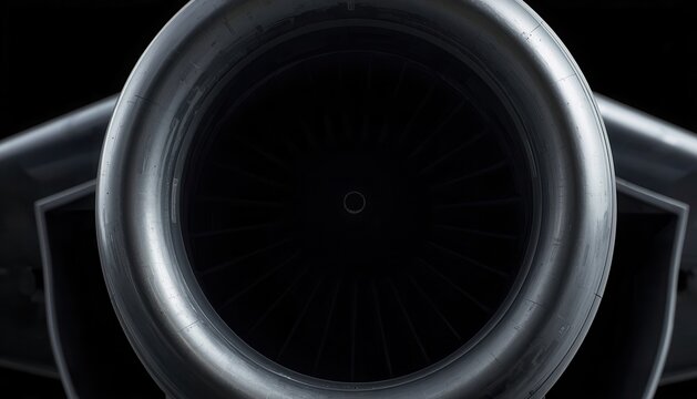 Close-up of a jet engine intake with jet propulsion aviation industry aircraft engine turbine engine aero engine mechanical engineering engine compartment jet nozzle aircraft part air intake