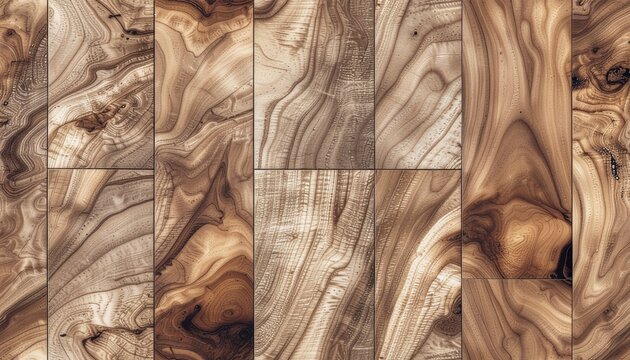 Close-up perspective of detailed wood grain patterns creating a rich and complex natural texture on a surface