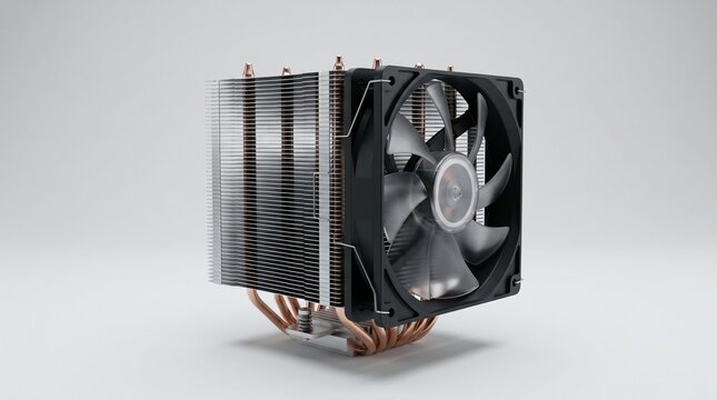 Modern Computer CPU Cooler with Tower Heatsink Fins and Cooling Fan 