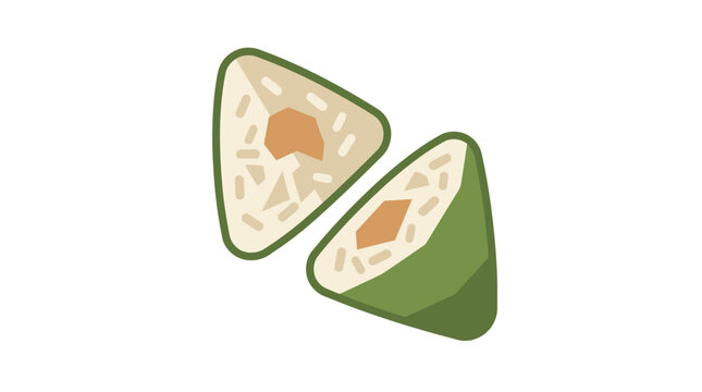 Illustration of two zongzi traditional Chinese rice dumplings.