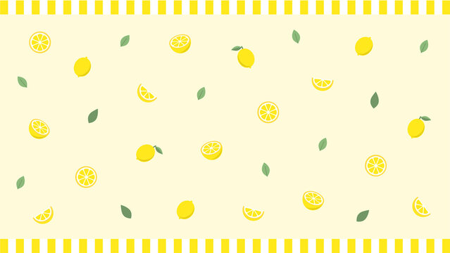 レモン かわいい ポップ 果物 爽やか 配信 サムネイル バナー デザイン 背景 イラスト 
