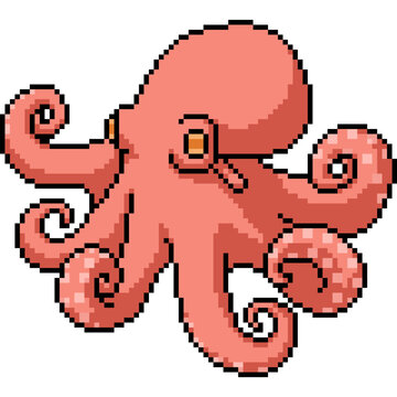 pixel art isolated background of red octopus tentacle