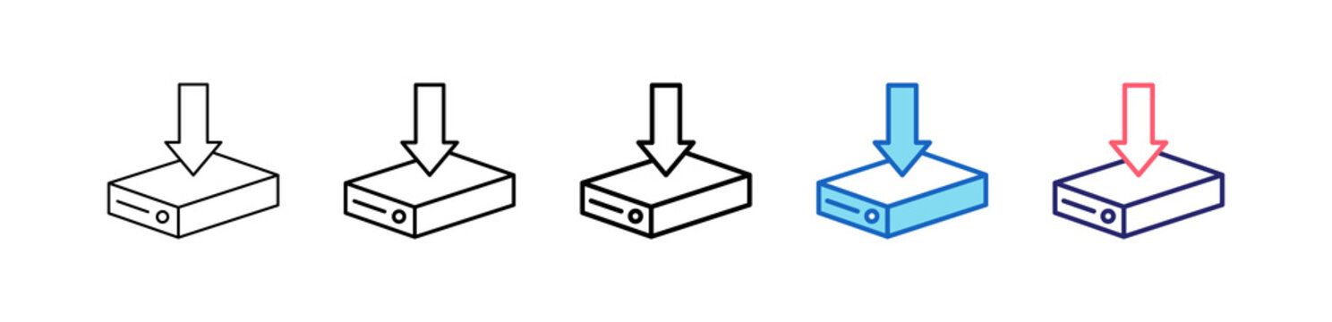Install Driver Icon In 5 Different Styles Set Collection.   