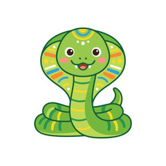 Fototapeta premium A cartoon green snake with colorful markings.