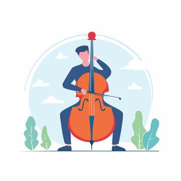 Man Playing Cello Outdoors