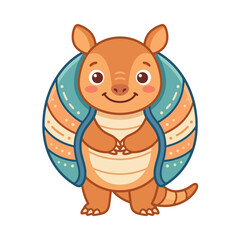 Naklejka premium A cartoon armadillo with colorful shell.