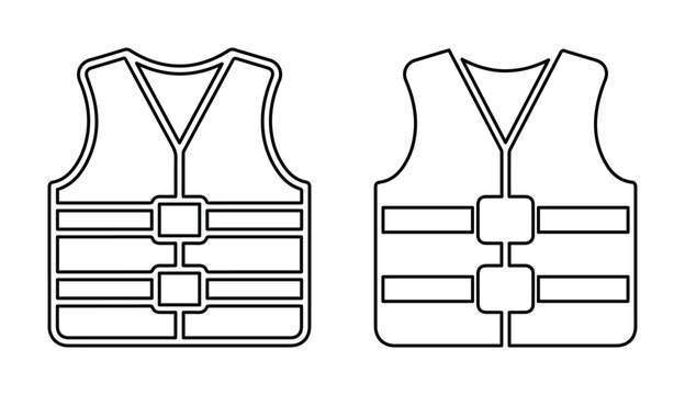 Life jacket line icon set, safety vest vector illustrations for water security, minimalist lifejacket symbols for maritime emergency and boating