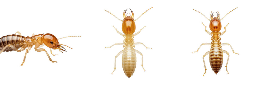 Termite macro, Cryptotermes brevis, drywood termite head structure, Kalotermitidae family, moniliform antennae bead segments, compound eyes presence in alate, labrum clypeus interface