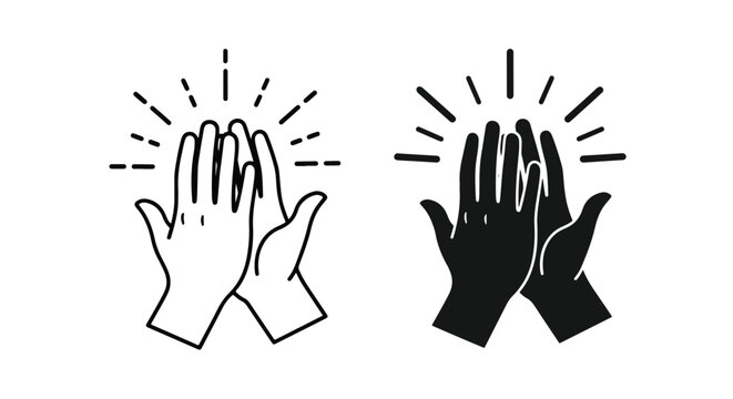 High five hands symbol for team success - Glyph and solid icon set - Icon vector - Editable line icons. Vector illustration