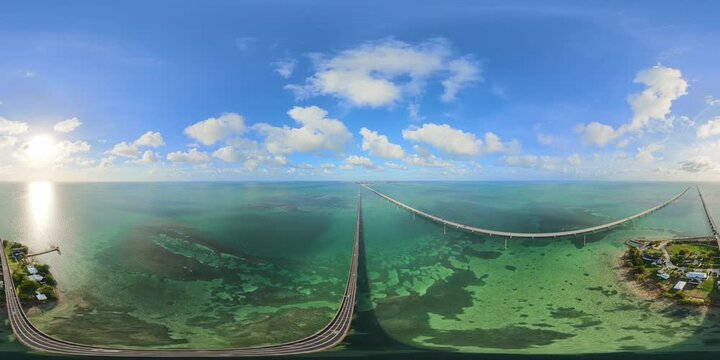 360 8k aerial video Seven Mile Bridge Florida Keys 2026 stock video